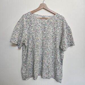 Vtg. Basic Editions Women's Plus 20W Floral Print Crew Neck T-Shirt Top